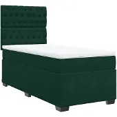 vidaXL Boxspring met matras fluweel donkergroen 90x190 cm
