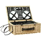 Outsunny Picknickmand Wilgentak, Keramiek 54L x 34B x 20H cm Natuurhout