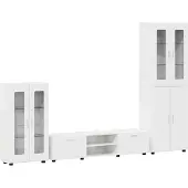 vidaXL Tv-meubelset FLORIN 3 st Hoogglans wit Bewerkt hout