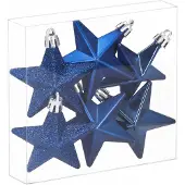 Springos 6x Blauwe Ster Kerstballenset - Unbreekbaar & Stijlvol