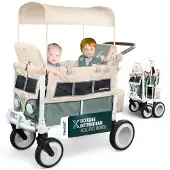Wonderfold VW2 Bolderkar - Kinderwagen met 2 zitplaatsen - Opvouwbaar - Groen - (Draagvermogen tot 90kg)