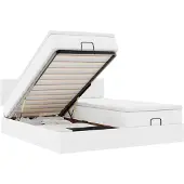 vidaXL Ottoman bed met matrassen en LED's 160x200cm kunstleer wit