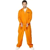 Smiffys Oranje Jumpsuit Gevangene Boef Pak | maat XL