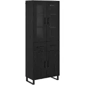 vidaXL Highboard 2 st Zwart Eiken 69,5 x 34 x 180 cm Bewerkt hout