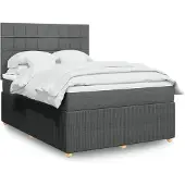 vidaXL Boxspring met matras stof donkergrijs 160x200 cm