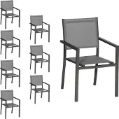 Happy Garden Set van 8 antraciet aluminium stoelen - grijs textilene