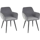 Notio Living Live-Eetkamerstoel - Set van 2 - Grijs Fluweel