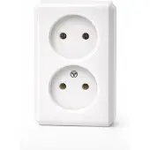 Plieger - Wandcontactdoos Opbouw - Wit - Dubbel Stopcontact - Zonder randaarde – Kema Keur