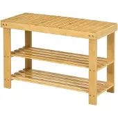 HOMCOM -Schuhschrank-Bambus-70L x 28B x 45H cm-Naturholz