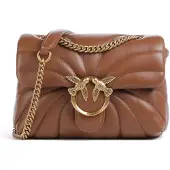 Pinko Leren schoudertas Love Puff Mini CL Sheep Nappa Quilt Brown - Lion - Antique Gold Lichtbruin