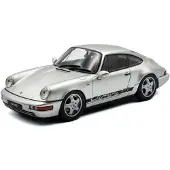 Solido Modelauto - Porsche 911 - zilver/zwart - 10 x 4 x 3 cm - schaalmodel
