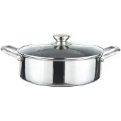 Cheffinger , Sauteerpan 28 cm met honingraatcoating, deksel en roestvrijstalen handgrepen, Zilveren