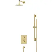 Maxaro Radius Regendouche Inbouw | Glanzend lichtgoud 20 cm Regendouche Thermostatisch