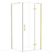 Maxaro Diamond Douchecabine | 100x90 cm Glanzend lichtgoud Helder glas Draaideur Rechthoek
