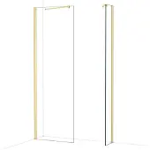 Maxaro Diamond Inloopdouche | 70x30 cm Glanzend lichtgoud Helder glas 2 vaste wanden