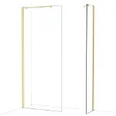 Maxaro Diamond Inloopdouche | 90x40 cm Glanzend lichtgoud Helder glas 2 vaste wanden