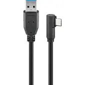 Goobay USB-C naar USB-A 3.0 kabel, 90 graden, zwart, 0,5 meter