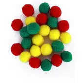 Partyxplosion Pom pom 2 cm rd-gl-gr 24 stuks