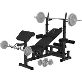 Gorilla Sports Universele Halterbank Zwart Met 108 kg Halterset Gietijzer