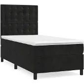 Syfax Boxspring met matras fluweel zwart 90x190 cm