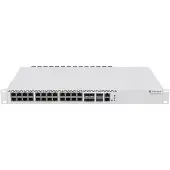 Mikrotik 20+6P CRS326-4C+20G+2Q+RM, een router met 20 poorten, 6 PoE-poorten, 4 Gigabit Ethernet-poorten, 20 Gigabit Ethernet-poorten, 2 quad-poorten en een rackmontagekit