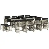 vidaXL 13-delige Tuinset met kussens poly rattan lichtgrijs