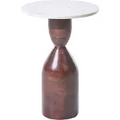 Beliani WALLULA - Bijzettafel - Bruin - Mangohout/Marmer
