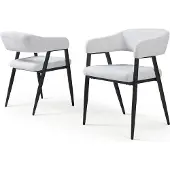 En.casa Eetkamerstoelen 'Kohlmand', set van 2, bekleed met gestructureerde stof, lichtgrijs