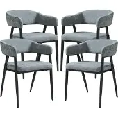 En.casa Eetkamerstoel Kohlmand set van 4 donkergrijs en zwart []