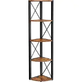Vasagle Hoekkast 5-laags - Industrieel Wandrek - Multifunctioneel en Ruimtebesparend – Bruin/Zwart