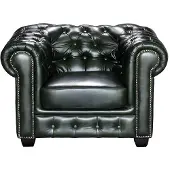 LINEA SOFA Fauteuil chesterfield BRENTON 100% buffelleer - empire groen