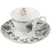 V&A Victoria & Albert, Alice in Wonderland koffiekop en schotel, 100 ml, kleur wit