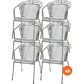 Royal Garden Set van 6 - Elegance strekmetaal stapelbare tuinstoel - Antraciet