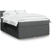 vidaXL Boxspring met matras stof donkergrijs 140x200 cm