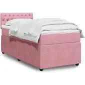 vidaXL Boxspring met matras fluweel roze 100x200 cm