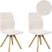 Beliani ALKALI - Eetkamerstoel set van 2 - Off-white - Bouclé