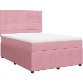 vidaXL Boxspring met matras fluweel roze 140x200 cm