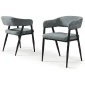 En.casa Eetkamerstoel Kohlmand set van 2 donkergrijs en zwart []