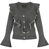 Faina Gebreid vest donkergrijs / wit