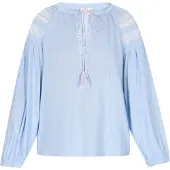 Usha Blouse lichtblauw / wit