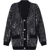 Faina Gebreid vest zwart / zilver