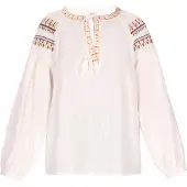 Usha Blouse honing / lichtgroen / oranje / donkerrood / wit