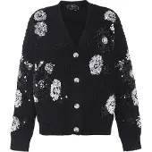 Faina Gebreid vest zwart / zilver