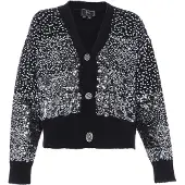 Faina Gebreid vest zwart / zilver
