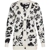 Usha Vest Dames wol wit zwart