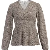 Usha Blouse chamois / donkerrood / zwart