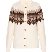 Usha Gebreid vest beige / bruin / wolwit