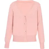 Faina Gebreid vest rosa / wit