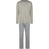 Phil&Co. Pyjama lang ' Weekend Collection ' beige / grijs gemêleerd / wit