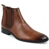 Infinity Leather Bruine Chelsea Slip-On Kantoor Enkellaarsjes voor Heren